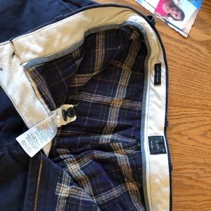 J.Crew mens navy blue flannel lined khakis